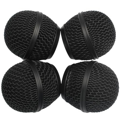 Black Microphone Ball Head, 4PCS | Replacement Steel Mesh Grille Heads, Inner Foam Included, Compatible with SM58 SM58S SM58LC, Compatible with BETA58 BETA58A - color: black