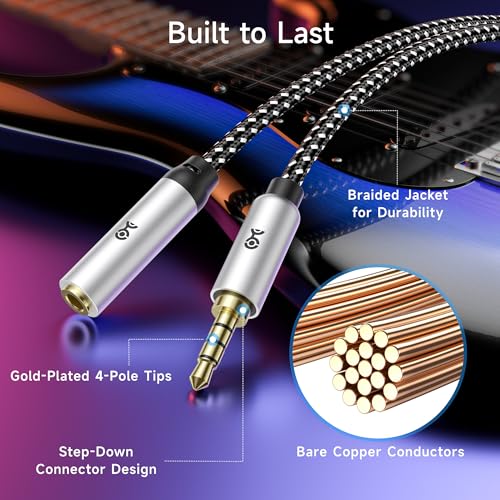 Cable Matters 2-Pack Headset Extension Cable, 3.5mm TRRS, 15ft | Mic Support, Gaming Headset Extended Cord, Black - size: 15 ft