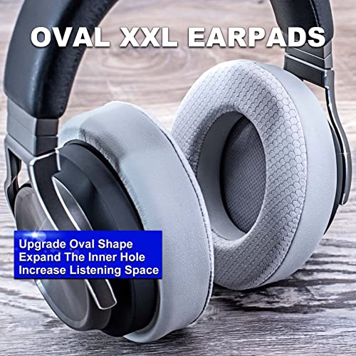 Oval Shape Cooling Gel Earpads for Virtuoso RGB Wireless, XT, SE | Enlarged Bigger Inner Hole (Cooling Gel Mesh Gray)