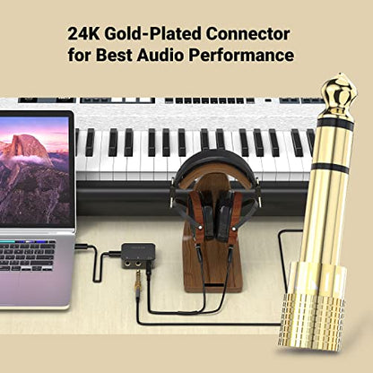 Cubilux 6.35mm to 3.5mm Audio Adapter, Gold Plated 1/4” Male to 1/8” Female TRS Stereo AUX Connector Converter for Guitar Keyboard Digital Piano Studio Monitor Amplifier Mixer Splitter, 6-Pack - color: 6-Pack