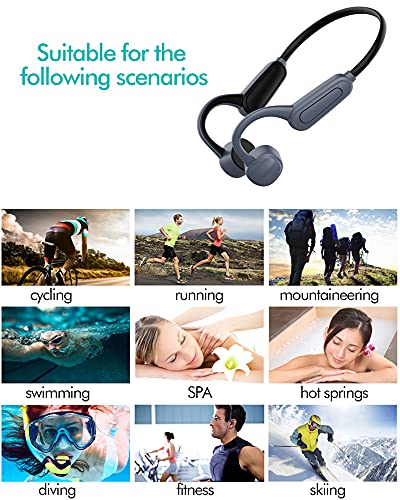 IP68 Underwater Waterproof Swimming Headset Bone Conduction Earphone with MP3 and Bluetooth for Swimmers Open-Ear Elastic Band (Blue) - color: Blue