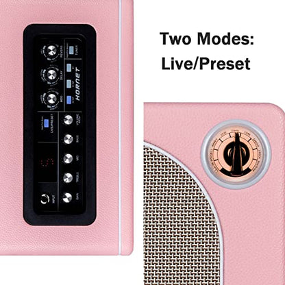 MOOER Guitar Amplifier Combo 15W, Practice Amp with 9 Digital Amp Models, 6.5" Speaker, Bluetooth, Headphone Output, for Electric/Acoustic Guitar and Bass - Hornet Pink - color: pink