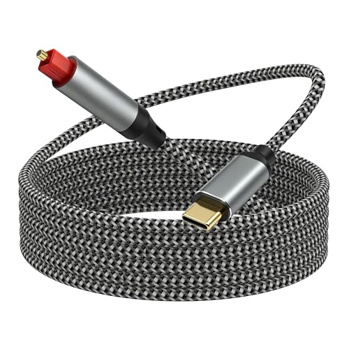 MEIRIYFA USB C to Toslink Optical Audio Cable, Unidirectional USB Type C Male to TOSLINK SPDIF Port Male Fiber Optic Adapter Cable for Computer, Laptop, Soundbar, Hi-Fi Sound Systems (Silver, 1.5M)