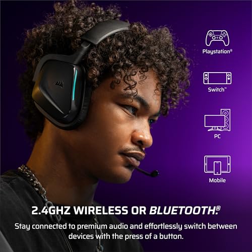 Corsair Void v2 Wireless Bluetooth PC PS5 Switch Gaming Headset – Black - color: Black