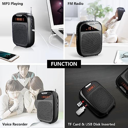 Mini Voice Amplifier, Portable Speake with Wired Microphone Headset | Rechargeable Bluetooth Voice Amplifier, PA System, Personal Speaker Megaphone for Teachers, Tour Guides, Meeting, Coaches