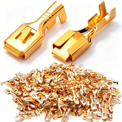 Twidec/200PCS 6.3mm Female Spade Connector Quick Splice Crimp Terminals Non Insulated Wire Connector for Electrical Wiring Relay Car Audio Speaker N-005-6.3MM-FH - size: 6.3mm Female A