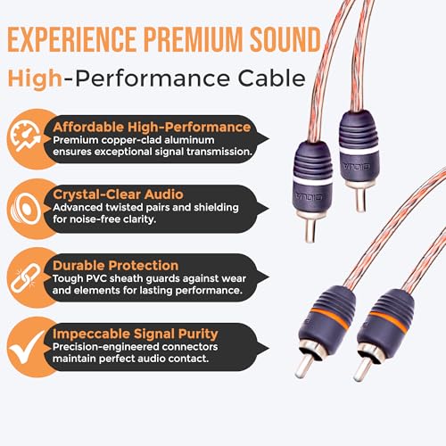 EA-RCA3 Standard 2-Ch RCA Cable - 3ft. Male to Male Twisted Wire Pair with Noise Reduction - size: 3'