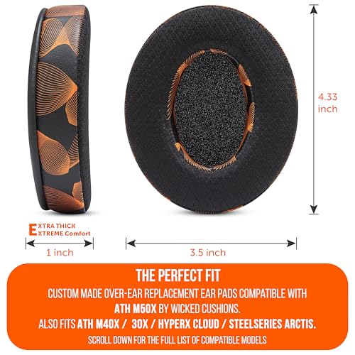 WC Freeze - Cooling Gel Earpads for ATH M50X / SteelSeries Arctis/HyperX | Made by Wicked Cushions | Fits SteelSeries Arctis, ATH M50X, Turtle Beach Stealth & More. Cooler for Longer | Kinetic Wave - color: Kinetic Wave