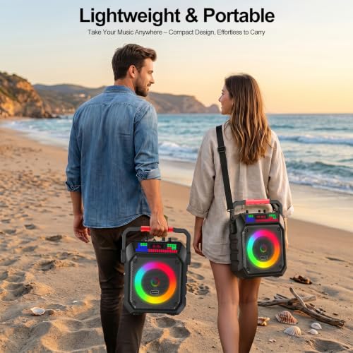 Karaoke Machine and 2 Wireless Microphones for Adults & Kids | Karaoke Speaker with RGB Lights, Supports Bluetooth/USB/TF/AUX Inputs, Portable for Home Parties & Outdoor Events