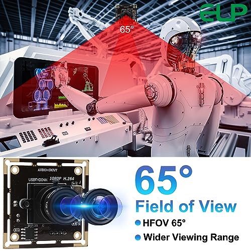 ELP H.264 1080P USB Camera Module with Microphone 3.6mm Wide Angle Webcam | FHD PC Camera for Computer & Laptop, UVC USB2.0 Lightburn Camera for Laser, Home Security, Embedded Machine Vision, Robotics - size: 3.6mm lens