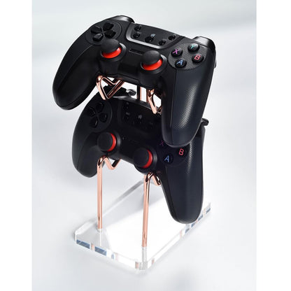 ARFUKA 2-Tier Universal Game Controller Headset Holder Stand, Dual Controller Holder, Gaming Accessories for Desktop Gamer Rose Gold