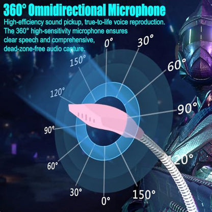 3.5 mm Jack Computer Microphone, Plug &Play Desktop Omnidirectional Condenser PC Laptop Mic, Ideal for Recording, Gaming, Streaming, Podcast Microphone, Pink