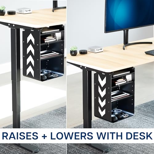 VIVO Under Desk Storage Cabinet, High Capacity Shelving Unit with Height Adjustable Shelves, Holds 44 lbs, Black, DESK-SC01