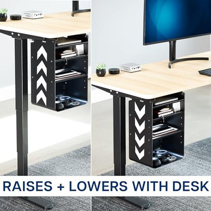 VIVO Under Desk Storage Cabinet, High Capacity Shelving Unit with Height Adjustable Shelves, Holds 44 lbs, Black, DESK-SC01