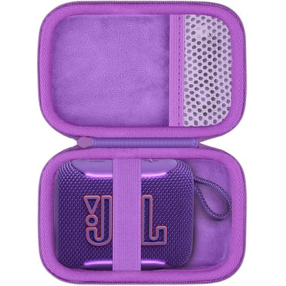 for JBL Go 5/4/3 Ultra Portable Speaker Hard Travel Case, Purple | Protective Storage Bag with Mesh Pocket & Hand Strap, Shockproof EVA Carrying Box, Soft Lining - color: Purple Case