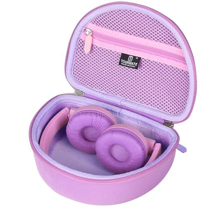 Tourmate Hard Travel Case for Philips K4206 Kids Wireless On-Ear Headphones/iClever HS19 Kids/RORSOU R10 On-Ear Headphones, Protective Carrying Storage Bag (Purple, Case Only) - color: Purple