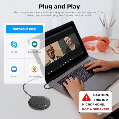 BOYA Blobby USB Conference Microphone,Desktop Computer Microphone with Wireless Charger, Omnidirectional Condenser PC Mic for Video Conference Online Class Skype Zoom Meeting
