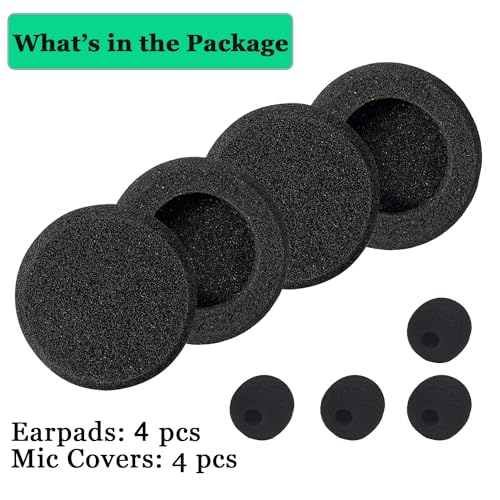 Jabra Headset Ear Cushions Replacement Ear Pads Foam Earpads (4 Pack) | Fit for Jabra PRO 920 930 9450 Biz 1500 1900 2400 GN2000 Plantronics HW251N HW510 Blackwire C320 3210 3220 3320 Headphones