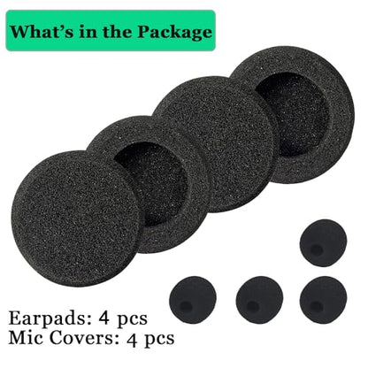 Jabra Headset Ear Cushions Replacement Ear Pads Foam Earpads (4 Pack) | Fit for Jabra PRO 920 930 9450 Biz 1500 1900 2400 GN2000 Plantronics HW251N HW510 Blackwire C320 3210 3220 3320 Headphones