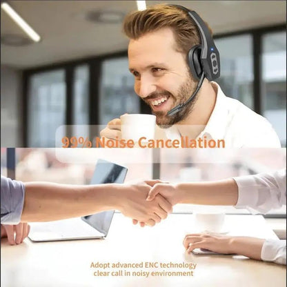 Single Ear Trucker Headset - Wireless Bluetooth 5.3 Headphones w/AI Noise Cancelling Mic, Mute Button, 60H Battery - On Ear Headset for Drivers, Office Work, Call Centers, Cell Phones & Home Use
