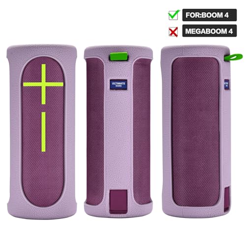 Travel Carrying Protective Silicone Case Compatible with Ultimate Ears Boom 4 Portable Bluetooth Wireless Speaker, Silicone Case Cover with Metal Hook for Ultimate Ears Boom 4 (Purple) - color: Purple
