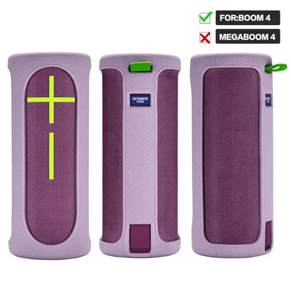 Travel Carrying Protective Silicone Case Compatible with Ultimate Ears Boom 4 Portable Bluetooth Wireless Speaker, Silicone Case Cover with Metal Hook for Ultimate Ears Boom 4 (Purple) - color: Purple