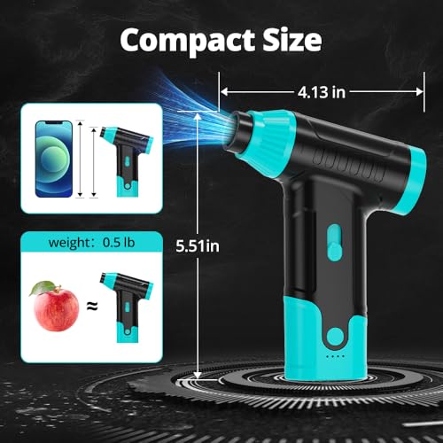 Compressed Air Duster Keyboard Cleaner, Electric Air Blower Cleaning Kit | 150,000 RPM Mini Blower Spray to Dust Off Car, PC, Keyboard, Vacuum (Green) - color: Green