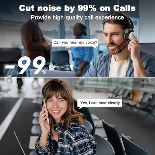Voistek USB Headset with Microphone for PC/Laptop, Stereo Headphones with Noise Cancelling Mic, Wired On Ear Headphones with in-Line Volume Control for Work, Office, Teams, Zoom, Skype, Online Class