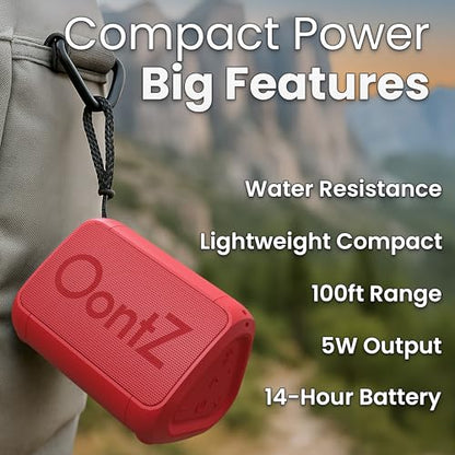 OontZ Angle Solo Compact Bluetooth Speaker, 14-Hour Playtime, Red - color: Red