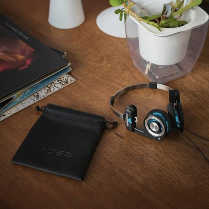 Koss Porta Pro Classic Retro 80s Style On-Ear Headphones, Wired 3.5mm Plug | Collapsible Design, Soft Case Included, Audiophile - color: Black; Silver