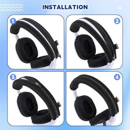 Likesing Headphone Headband Cover, INZONE H9 Headphone Band Cushion Compatible with S0ny INZ0NE H3/ H5/ H7/ H9 Headphones, Thicker Sports Fabric Replacement Headband Cover Protector Pad (Black)