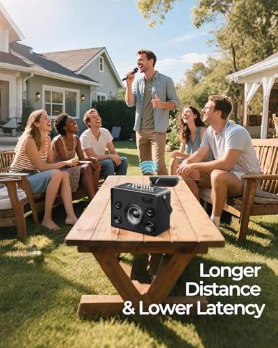 Wireless Microphones, Dual Handheld Dynamic Mic with Ultra-Stable Rechargeable Receiver | 200ft Freedom |Zero Dropouts | 40H Duration |Plug and Play| Karaoke Microphone for Singing, Meeting - color: Black