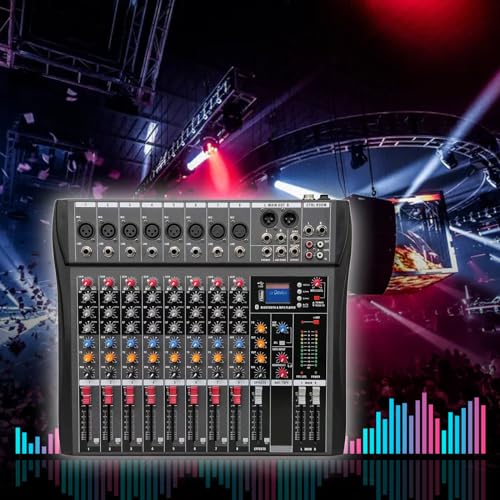Professional Digital 8 Channel Mixer Sound Board Console Bluetooth Live Studio Audio Mixer Power Mixing USB 110V-220V Dynast, GGM-510013B-6656