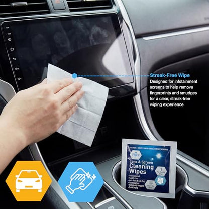 MED PRIDE Lens and Screen Cleaning Wipes for Eyeglasses, Touch Screens, Cameras, Anti-Fog, Scratch-, Anti-Static (100 100 Count (Pack of 1))