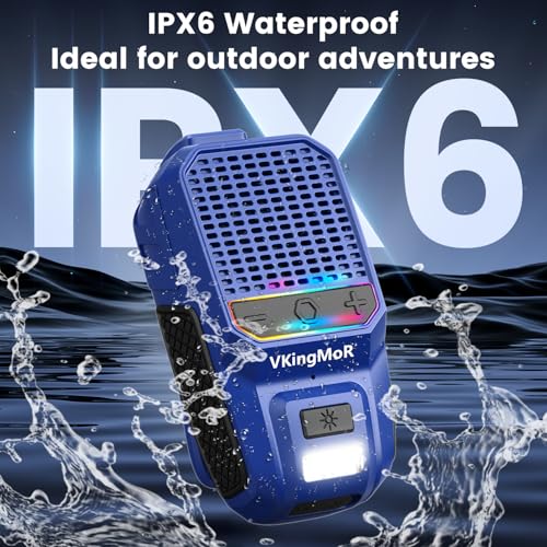 Wearable Bluetooth Speaker, Clip-On Portable Speaker with Built-in Mics Hands-Free Music and Calls for Hiking/Biking, portable bluetooth speakers with LED Light, 15H Battery Life Speakers(Blue)
