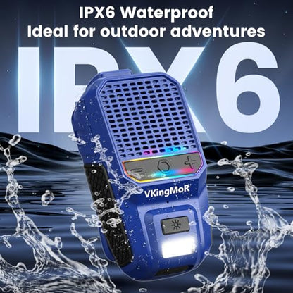 Wearable Bluetooth Speaker, Clip-On Portable Speaker with Built-in Mics Hands-Free Music and Calls for Hiking/Biking, portable bluetooth speakers with LED Light, 15H Battery Life Speakers(Blue)