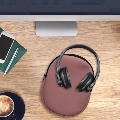 kwmobile Neoprene Headphone Case for Headset/Overear Headphone Cover – Over-Ear Headset Storage Pouch - Soft Travel Carry Bag Dark Rose - color: Dark Rose