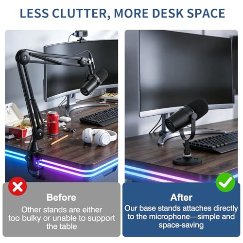 Desktop Microphone Stand for Shure MV7i/MV7x | Secure & Space-Saving Desk Stand for Shure MV7i and MV7x Podcast Mic,Detachable microphone base with locking nut - size: for Shure MV7i/MV7x