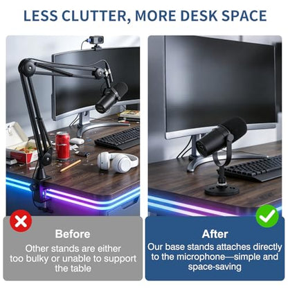 Desktop Microphone Stand for Shure MV7i/MV7x | Secure & Space-Saving Desk Stand for Shure MV7i and MV7x Podcast Mic,Detachable microphone base with locking nut - size: for Shure MV7i/MV7x