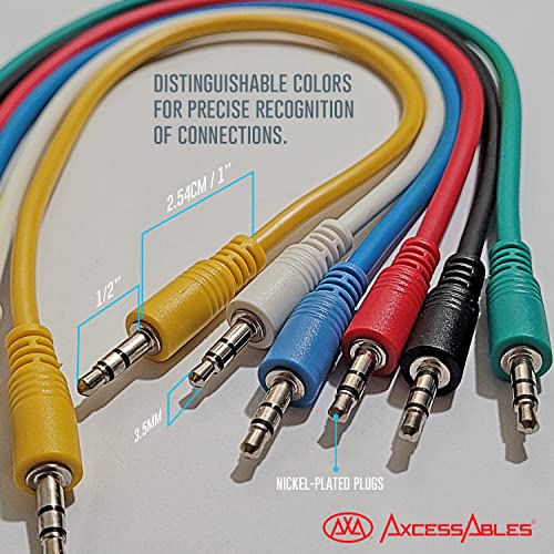 AxcessAbles 1/8 (3.5mm) TRS to 1/8 (3.5mm) TRS Balanced Minijack Stereo Patch Cables| Headphone Jack|1/8 aux Cable Bundle| 3.5mm Stereo Aux Audio Cables Multi-Color 6-Pack (3ft) - size: 3ft, style: 1/8 TRS to 1/8 TRS