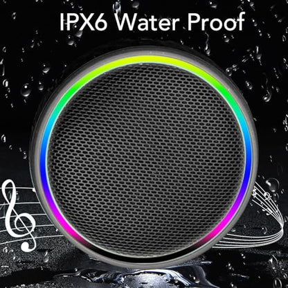 Diyeeni Bluetooth Shower Speaker, IPX6 Water Proof Portable Bluetooth 5.3 Speakers with Suction Cup, Mini Wireless Speaker with RGB Lights, Loud Stereo Sound for Bathroom (Black) - color: Black