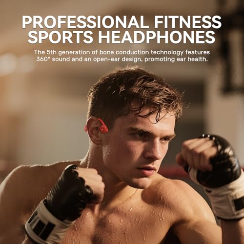 Bone Conduction Swimming Headphones with 32GB MP3 Player | IP68 Waterproof Open-Ear Wireless Sports Headphones, 10H Playtime, Bluetooth 6.0, Secure Fit for Running Swimming Surfing - color: Orange