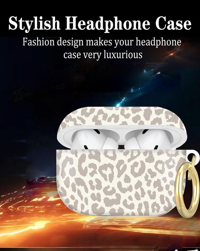 Compatible with AirPod Pro 2nd//1st Generation Case Cover with Key Chain,Full Protective Shockproof Wireless Headphone Case for Airpod Pro 2023/2022/2019(Tan Animal Print) - color: Tan Animal Print