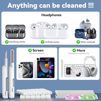 for AirPods Cleaning Kit with Cleaner Pen&Cleaning Putt-White | 48 Pack Multifunction Deep Cleaner Tool Headphones for Airpods Pro 4 3 2 1 Generation Phone Charging Port,Earbuds - color: WHITE