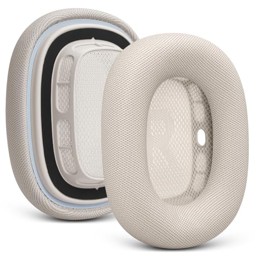 Ear Cushions Replacement for Apple AirPods Max 1 & 2- Cups Headphones Pads | Upgraded Earpads Covers Sweatproof Protein Leather Silicone Foam for Workout & Gym (Starlight) - color: Starlight