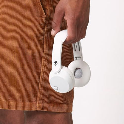 Skullcandy Icon 180 Wireless On-Ear Bluetooth Headphones - Bone | 50 Hours Battery, Lightweight and Travel Ready, Secure Fit, Sweat and Water Resistant, Microphone iPhone Android, Foldable - color: Bone