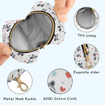 Pacifier Case Heart Raccoon Face Pattern Printed Waterproof Pacifier Holder Pouch with Metal Hook Clip Round Small Soother Storage Bag for Diaper Bag Stroller - color: Heart Raccoon Face Pattern