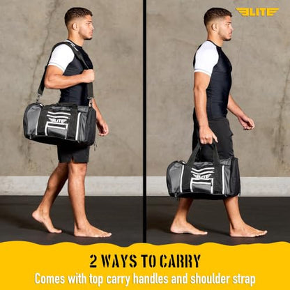 Elite Sports Boxing Gym Duffle Bag for MMA, BJJ, Jiu Jitsu gear,Duffel Athletic Gym Boxing Bag - color: Gray