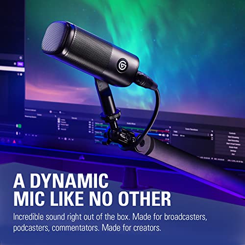 Elgato Wave DX Dynamic XLR Microphone, Cardioid Pattern | Speech-optimized capsule, Room noise rejection, No signal booster needed, Swivel mount included, Broadcast-ready