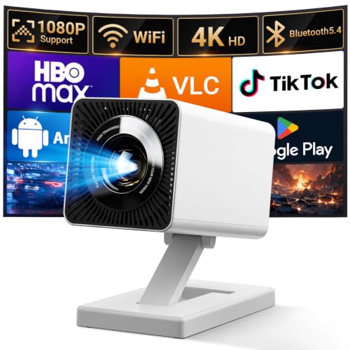 【Built-in APPS】Mini Projector With Wifi And Bluetooth, 1080P 4K Support Portable Projector, Movie Projector for Bedroom, Compatible with Smartphones/TV Stick/iPad/PS5/Laptop/HDMI/USB